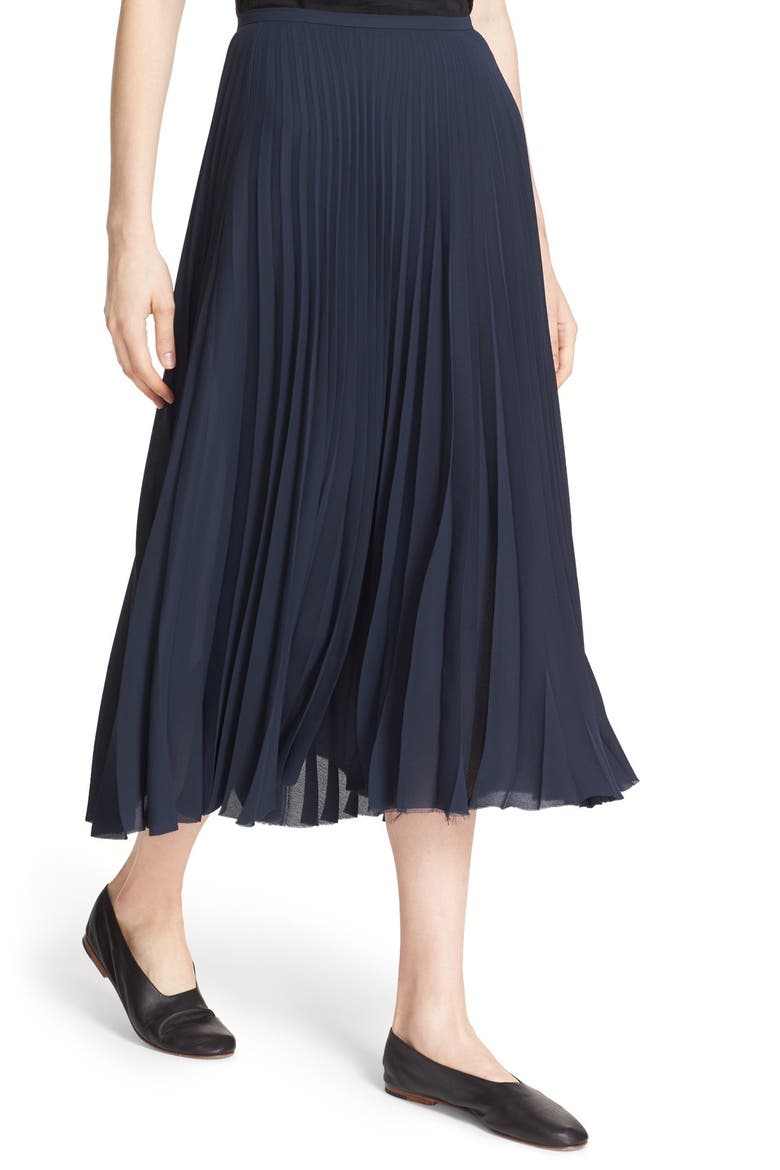 Pleat Midi Skirt, Alternate, color, COASTAL