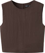 MANGO Boxy Crop Back Button Top