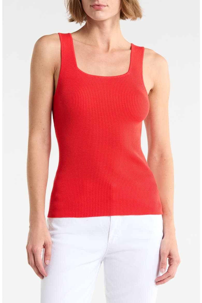 Rib Knit Sleeveless Sweater, Main, color, POPPY RED