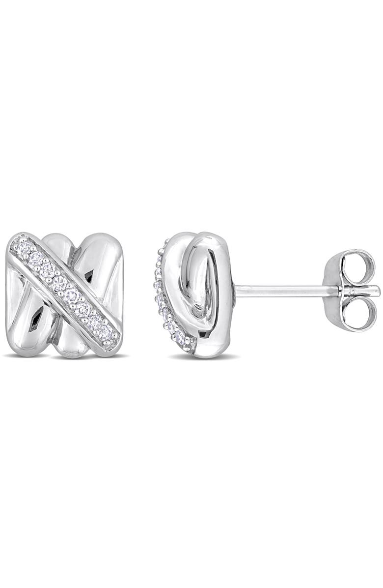 Julianna B. Diamond Crossover Stud Earrings 14k, Main, color, White Gold