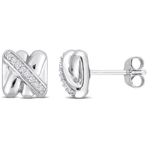 Diamond Crossover Stud Earrings 14k