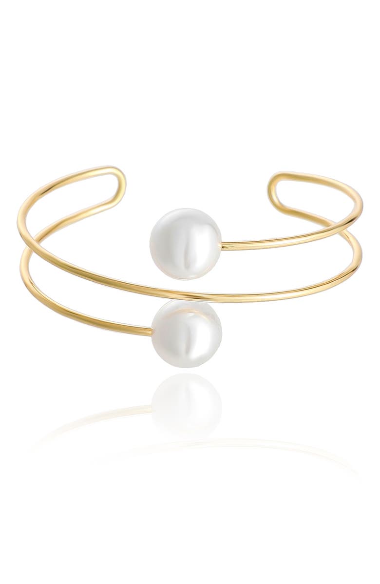 Ettika Pearl Wired Cuff Bracelet, Main, color, Gold