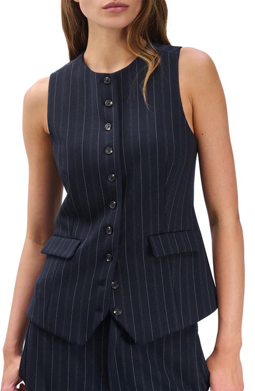 Rag & Bone Womens Nvymt Irina Ponte Striped Stretch-woven Vest In Blue