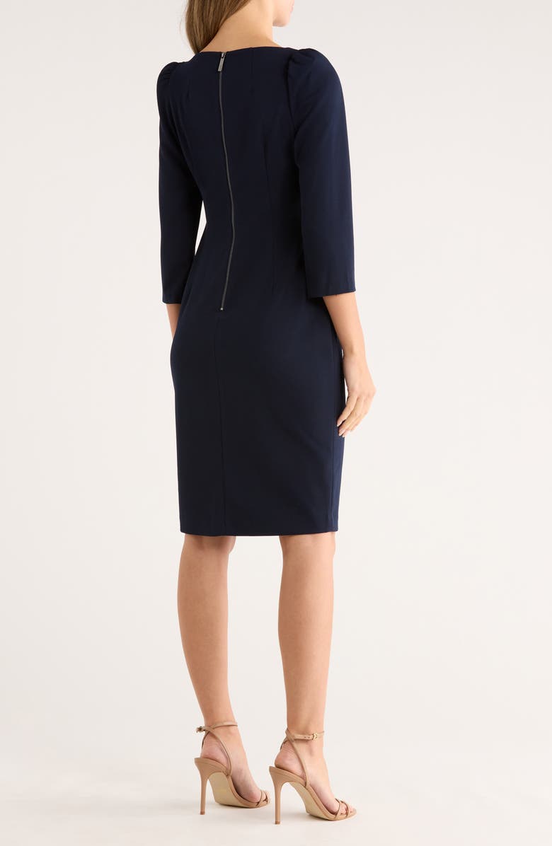 Calvin Klein Scuba Crepe Three-Quarter Sleeve Sheath Dress, Alternate, color, Indigo