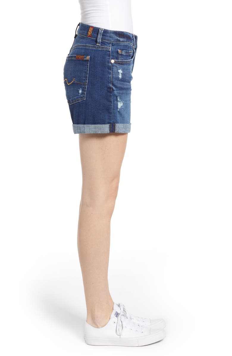 7 For All Mankind Roll Cuff Denim Shorts, Alternate, color, Broken Twill Vanity W/ Dest