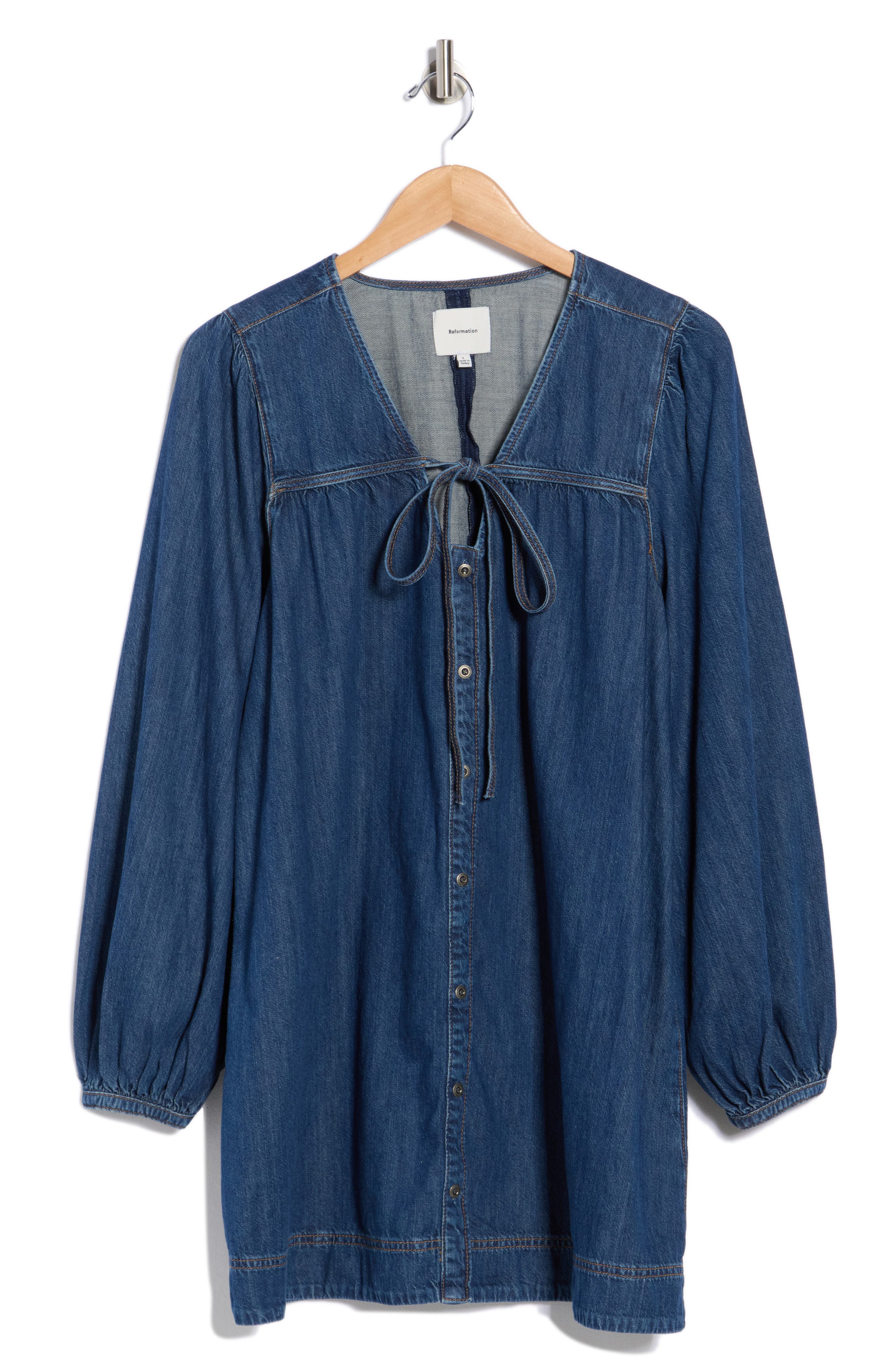 Reformation Elowen Denim Long Sleeve Dress