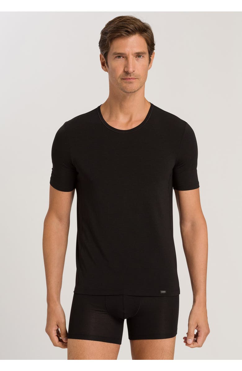 Hanro Natural Function TENCEL<sup>™</sup> and Cotton Fitted Crew Neck T-Shirt, Alternate, color, Deep Black