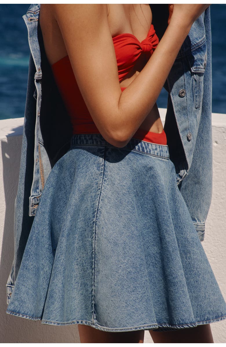 H&M Circle-cut Denim Skirt, Alternate, color, Denim Blue