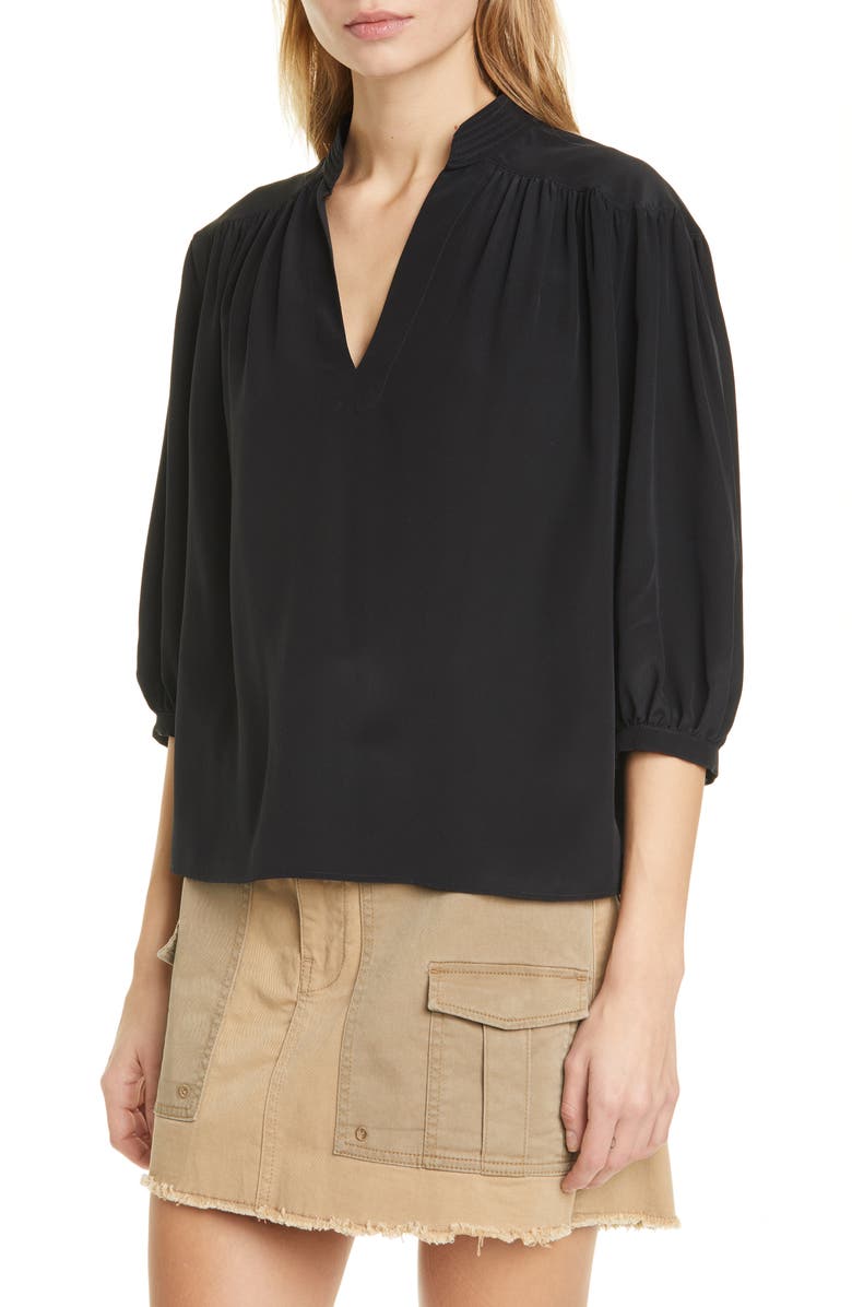 FRAME Cali Gathered Silk Top, Alternate, color, 