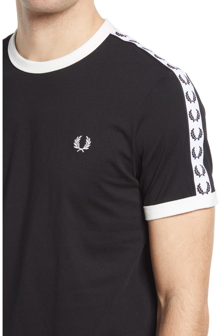 Extra Trim Fit Cotton Ringer T-Shirt, Alternate, color, BLACK 2