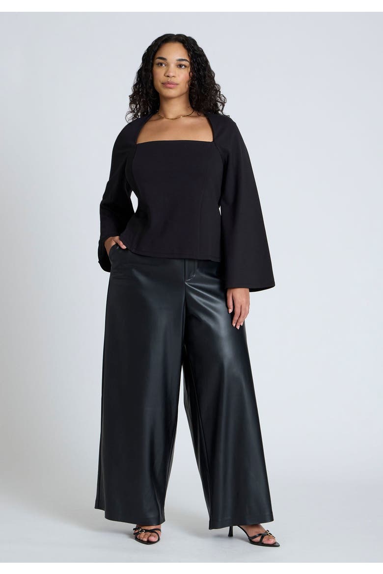 Square Neck Seam Detail Top, Alternate, color, BLACK ONYX
