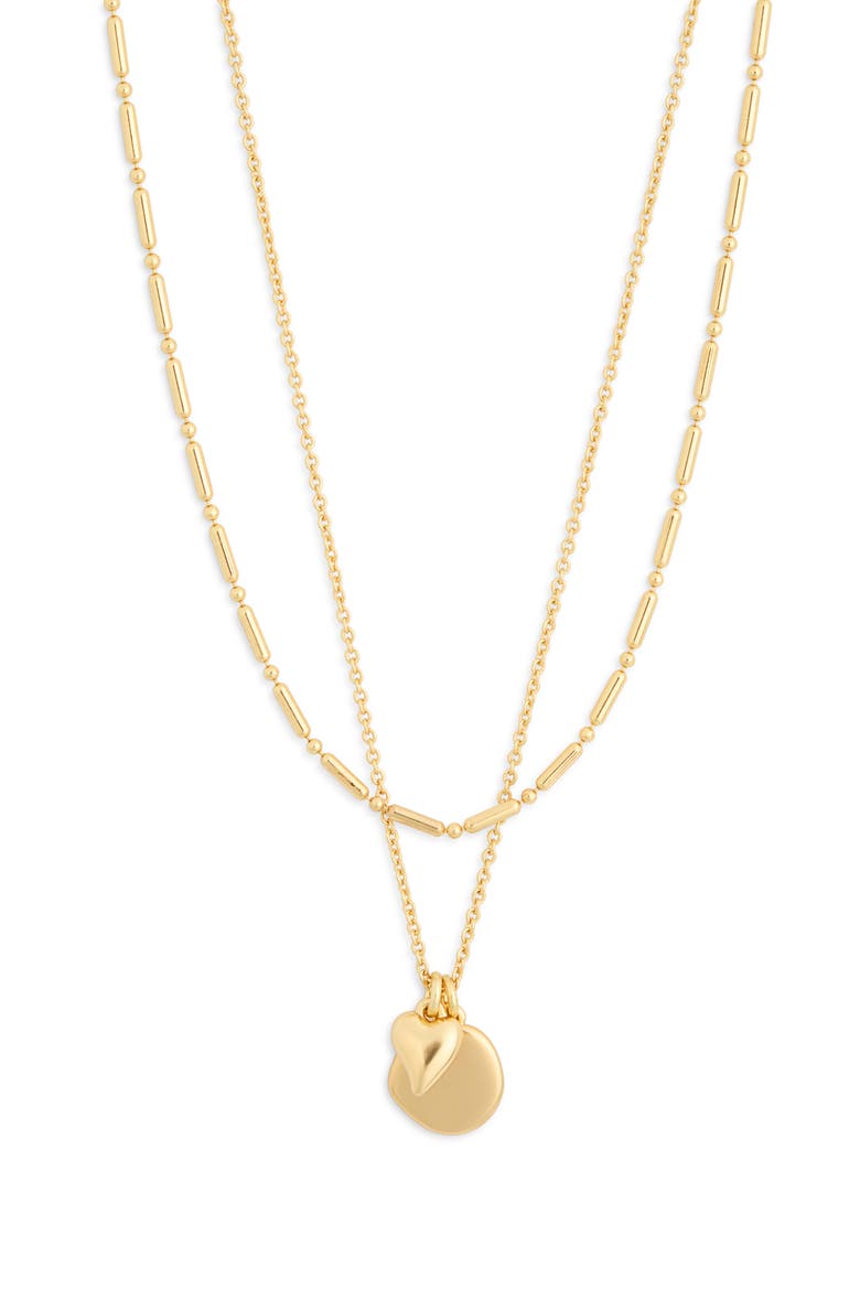 Heart Pendant Layered Chain Necklace, Main, color, VINTAGE GOLD