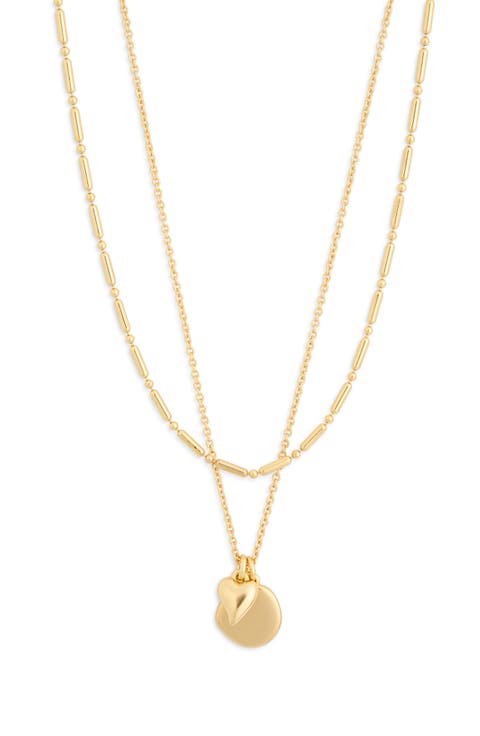 Heart Pendant Layered Chain Necklace