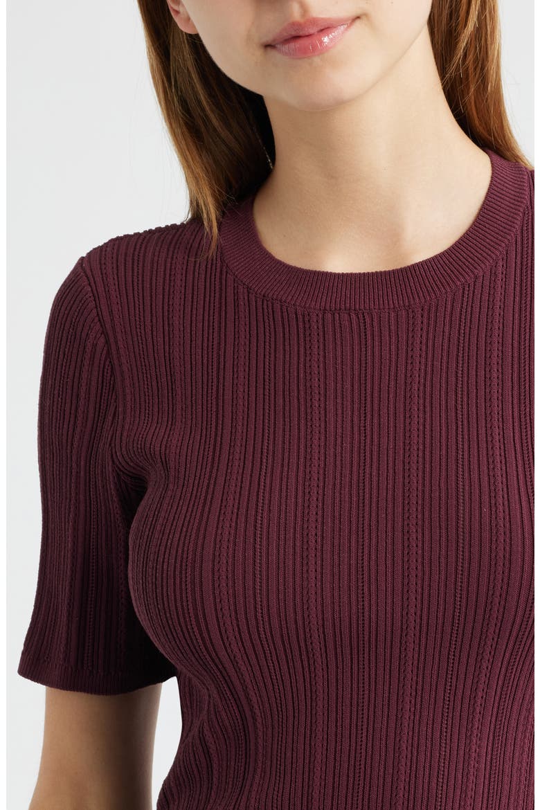 Camryn Short Sleeve Rib Sweater, Alternate, color, PLUM