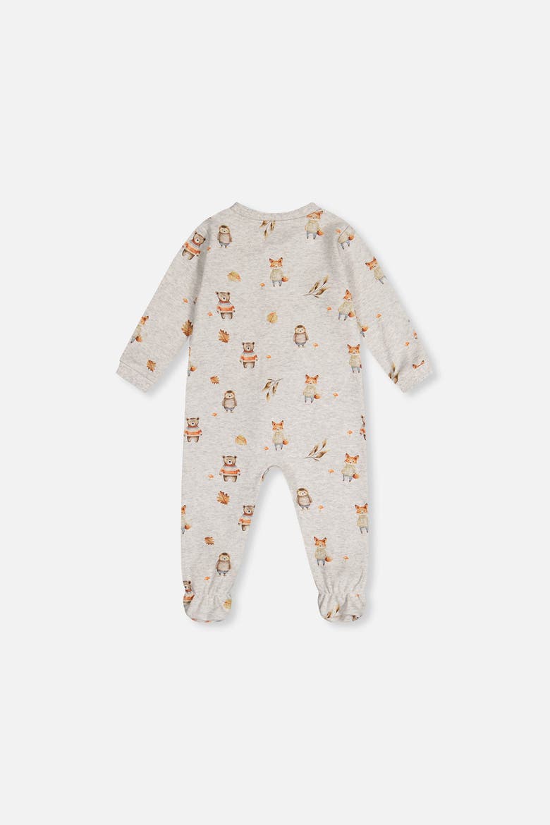 Animal Organic Cotton Front Zipper Footed One Piece Pajama, Alternate, color, Beige Animal Print