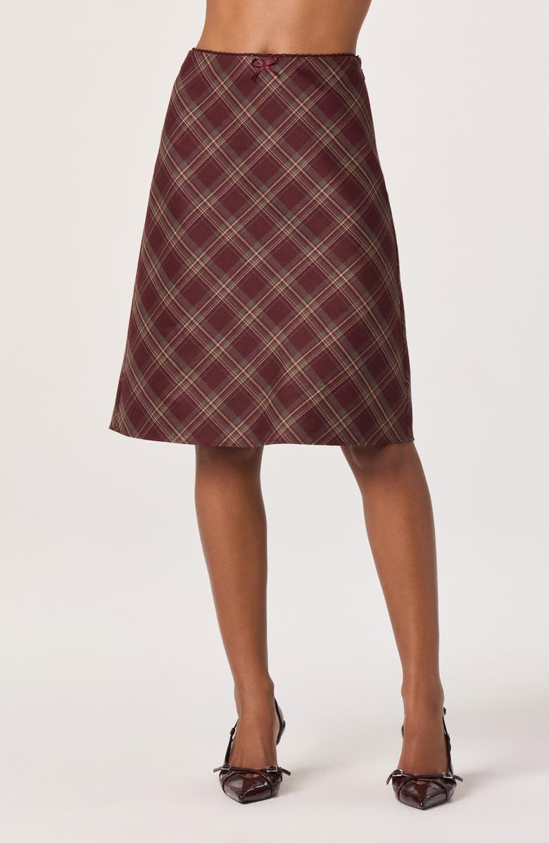 ASTR the Label Plaid Slip Skirt, Main, color, Burgundy Plaid