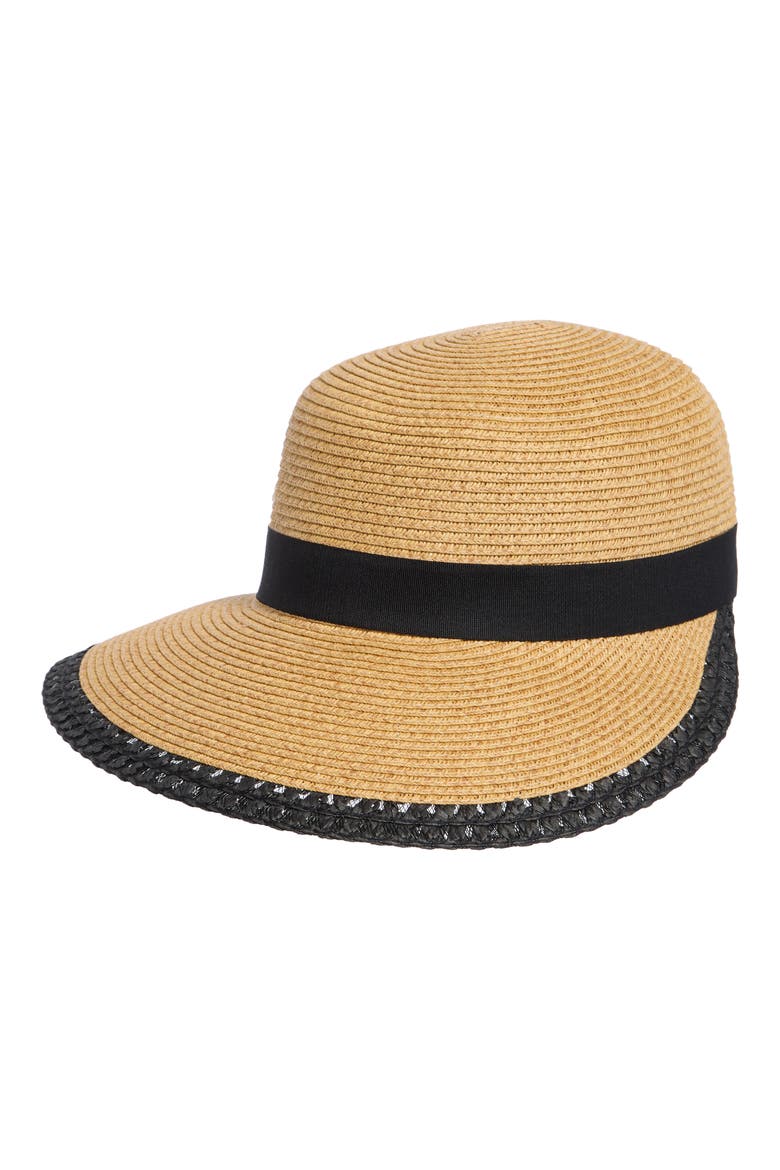 Crochet Trim Floppy Hat, Main, color, HEATHER TAN