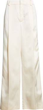 Vince Pleated High Waist Satin Pants