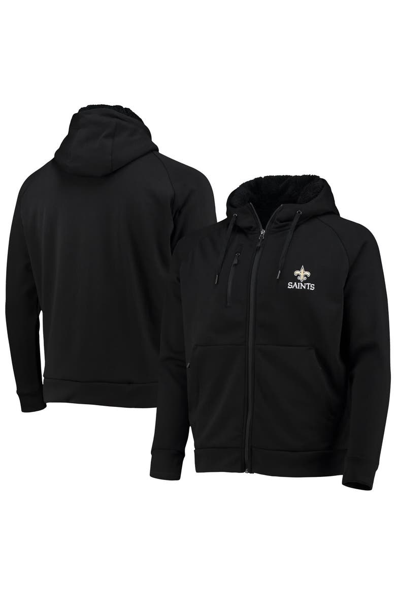 Men's Dunbrooke Black New Orleans Saints Shag Tri-Blend Full-Zip Raglan Hoodie, Main, color, Black