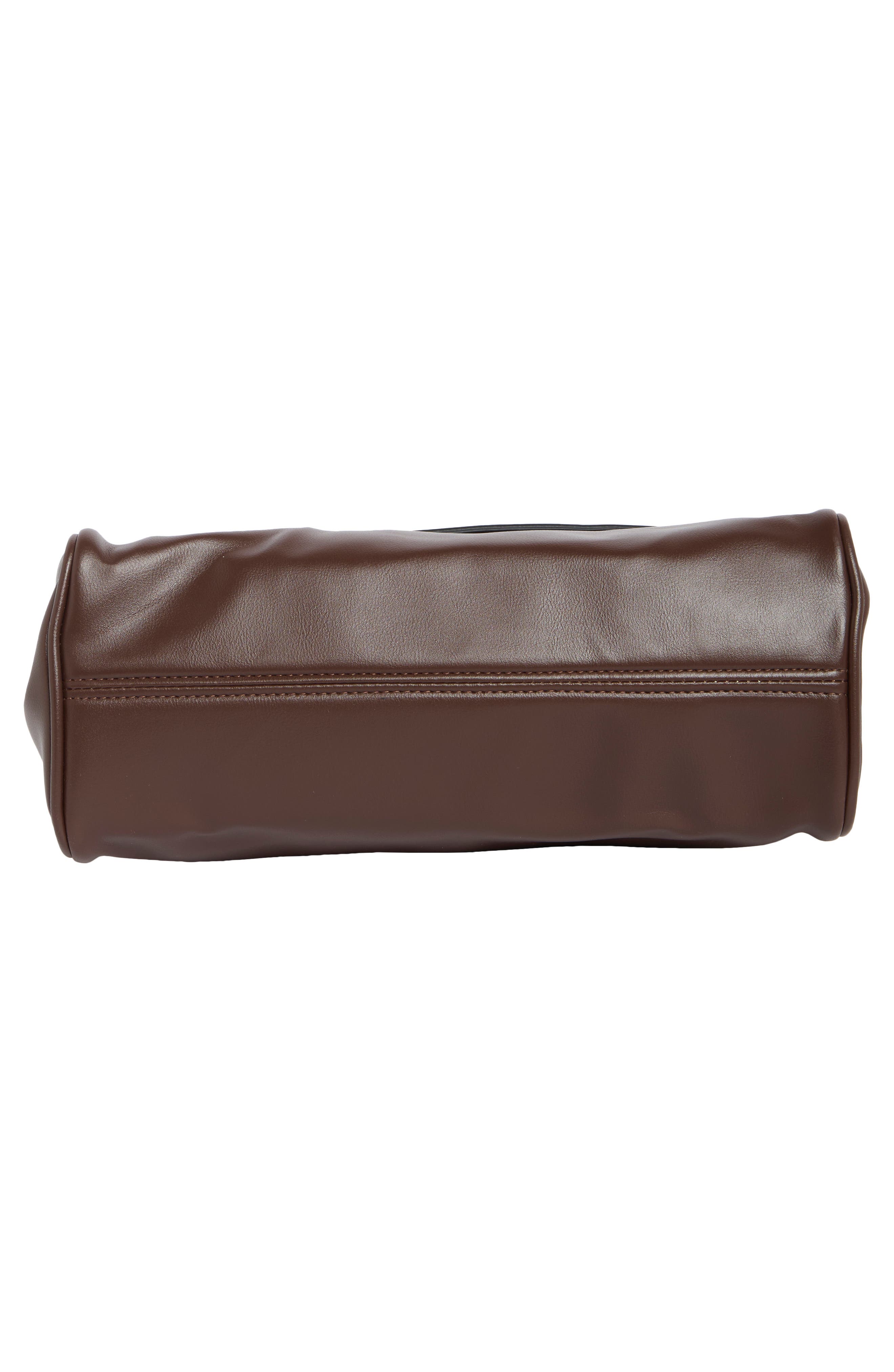 Faux Leather Top Handle Bag, Alternate, color, CHOCOLATE