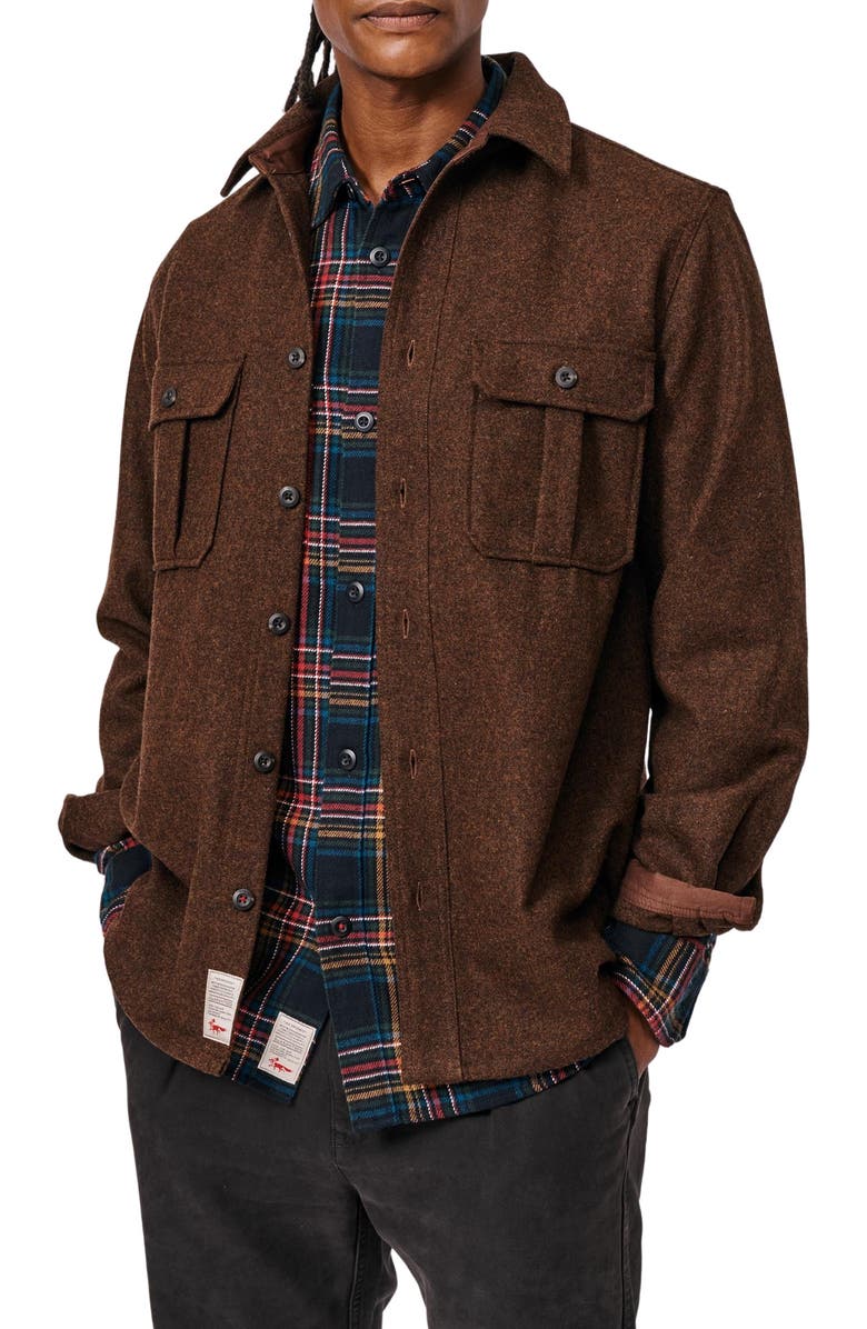Aubin Lysaghts Wool Overshirt, Alternate, color, Dark Chocolate