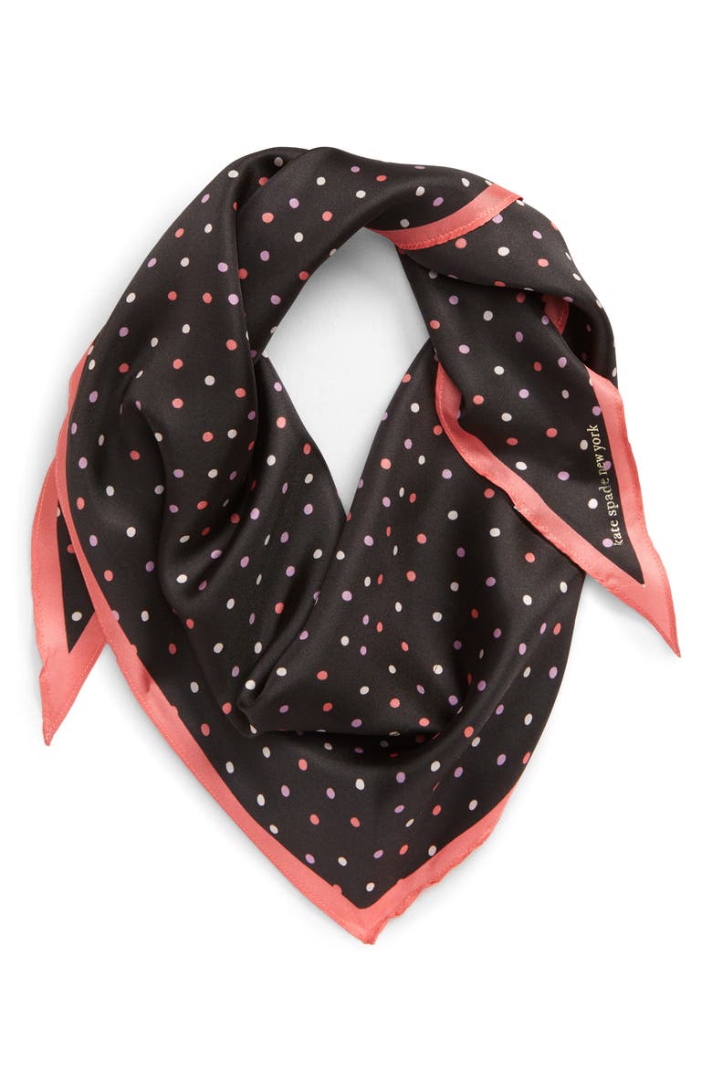 Kate Spade New York island dot silk twill scarf, Main, color, 