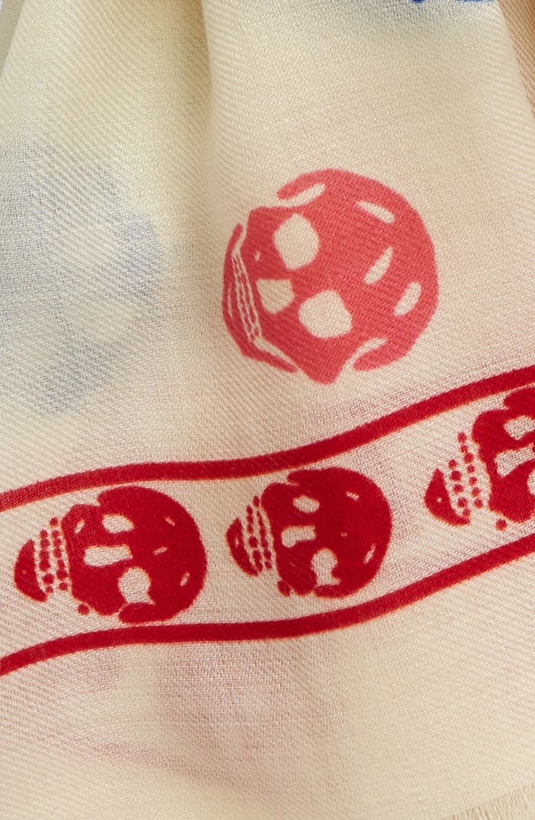 McQueen Rainbow Skull Wool Gauze Scarf, Alternate, color, 