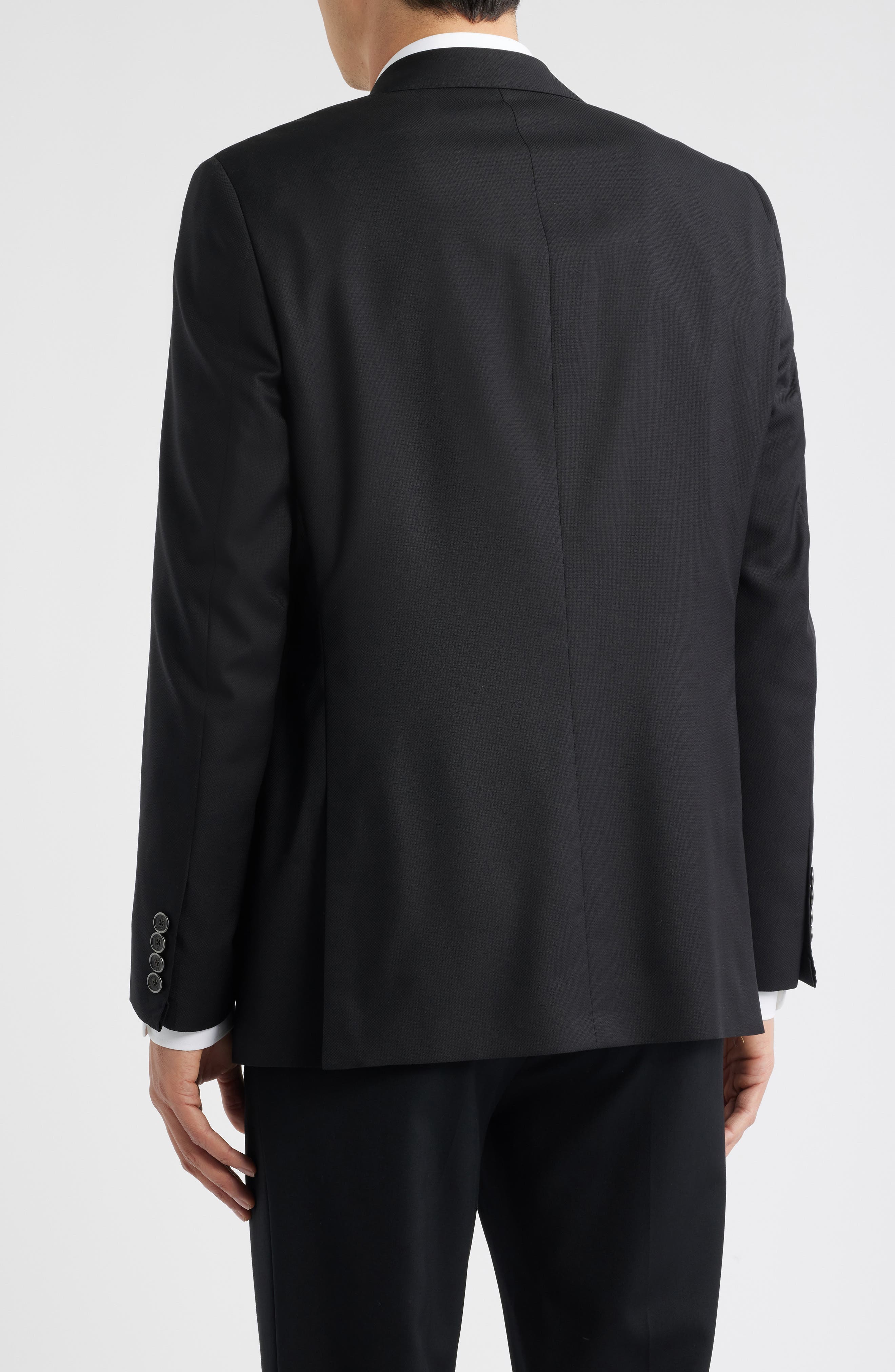 Pebble Weave Black Wool Suit Jacket - image 2