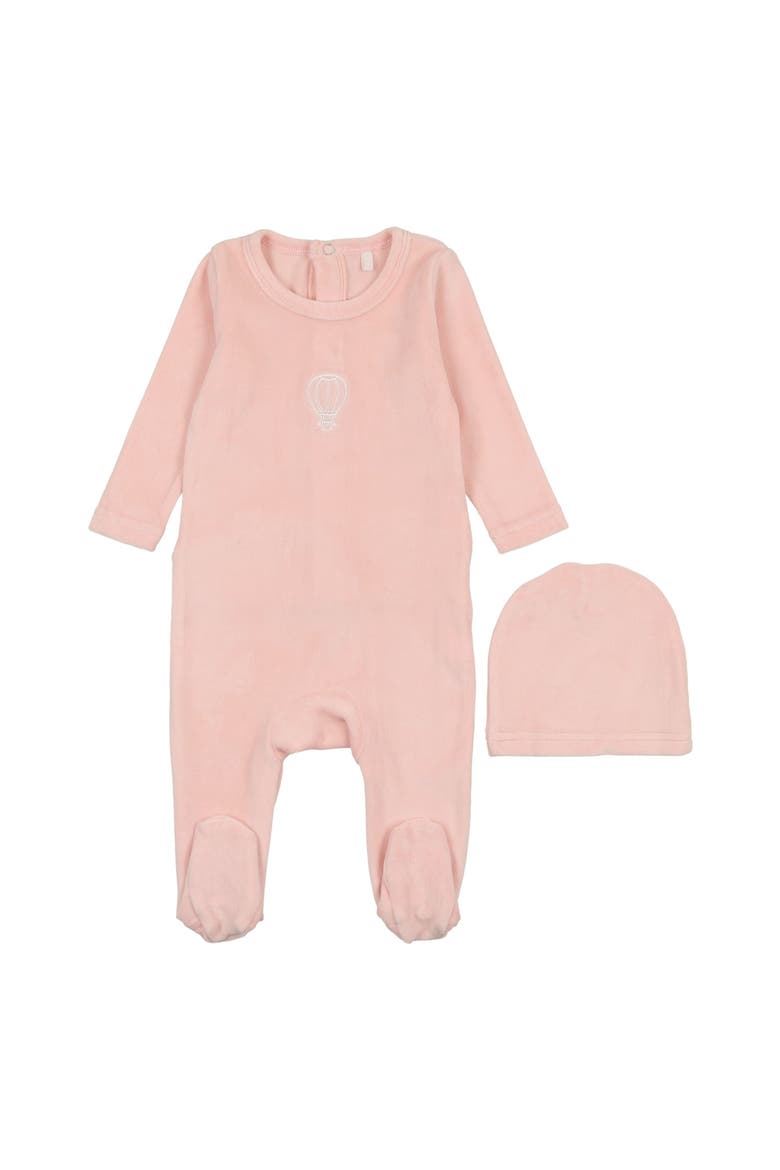 Girls Velour Embroidered Footie, Main, color, Pink