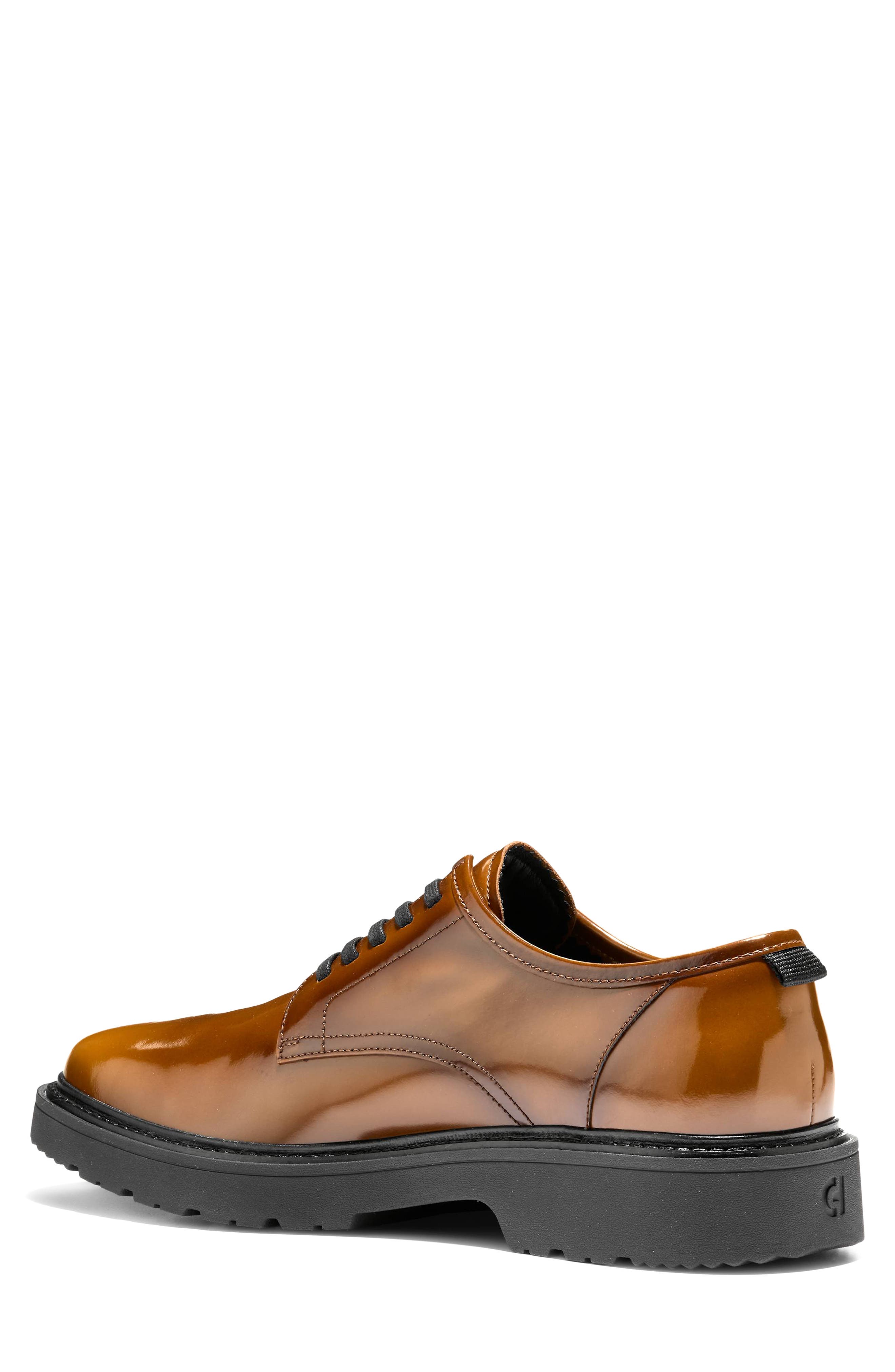Broome Grand Lug Sole Plain Toe Leather Derby, Alternate, color, DARK CHOCOLATE BRUSH OFF/BLACK