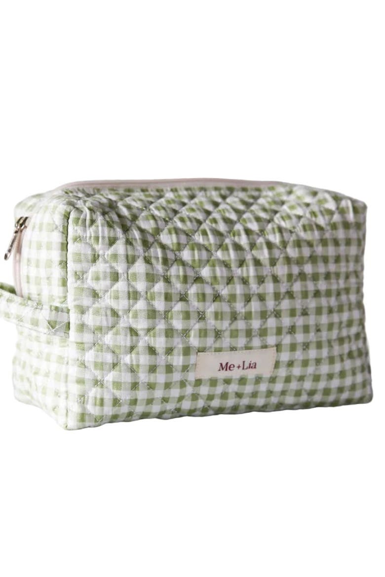 Make-up Pouch - Large, Alternate, color, Gingham Matcha