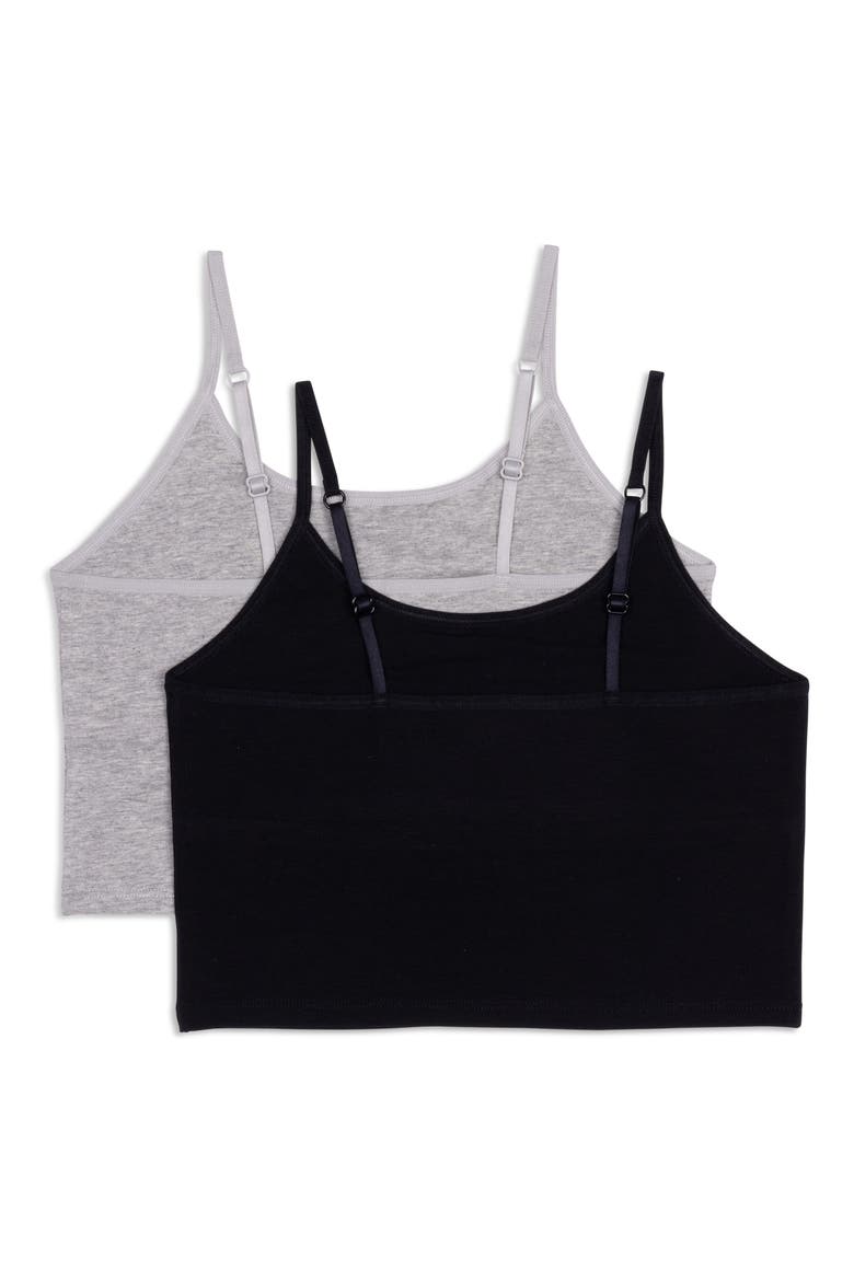 Kids' Assorted 2-Pack Stretch Cotton Bralettes, Alternate, color, BLK/HTRGRY