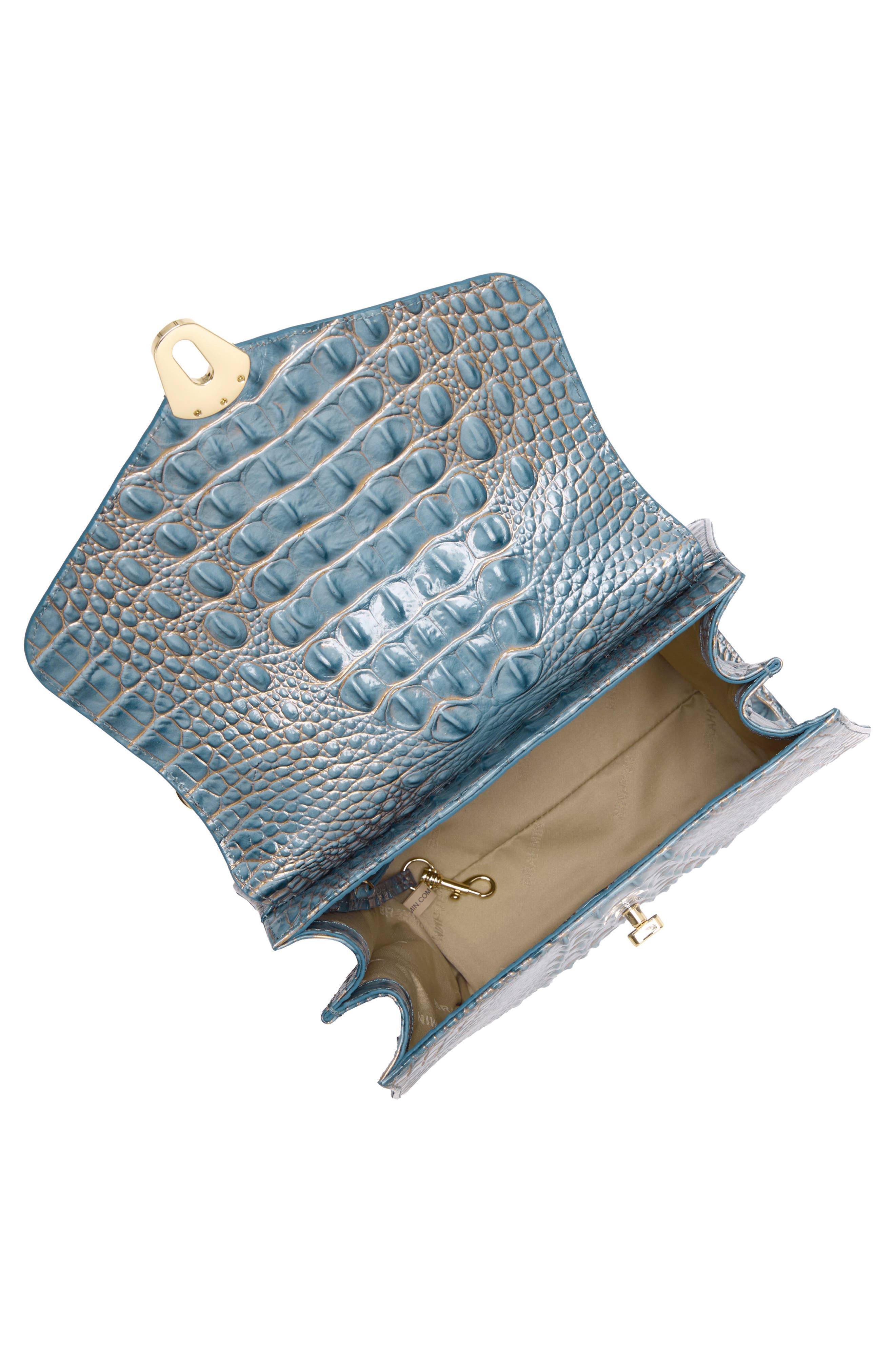 Annalise Croc Embossed Leather Satchel, Alternate, color, VINTAGE INDIGO