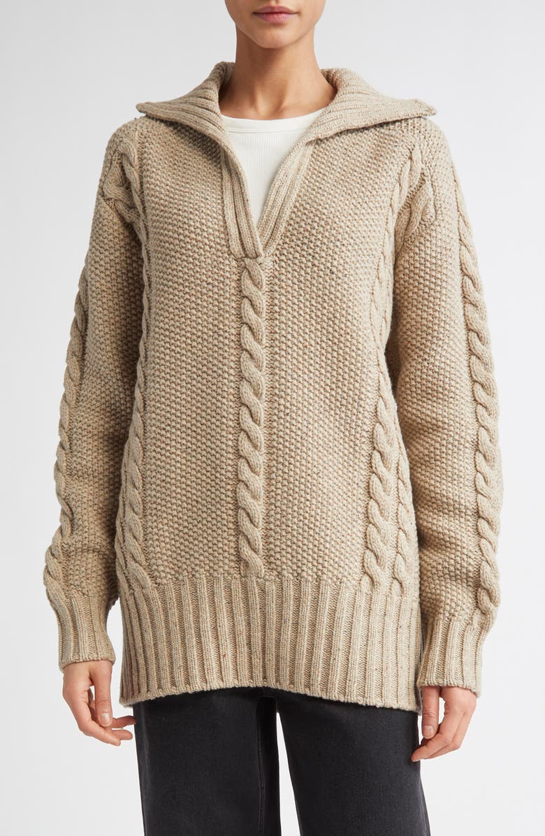 TEURN STUDIOS Cable Knit Merino Wool Sweater, Main, color, 