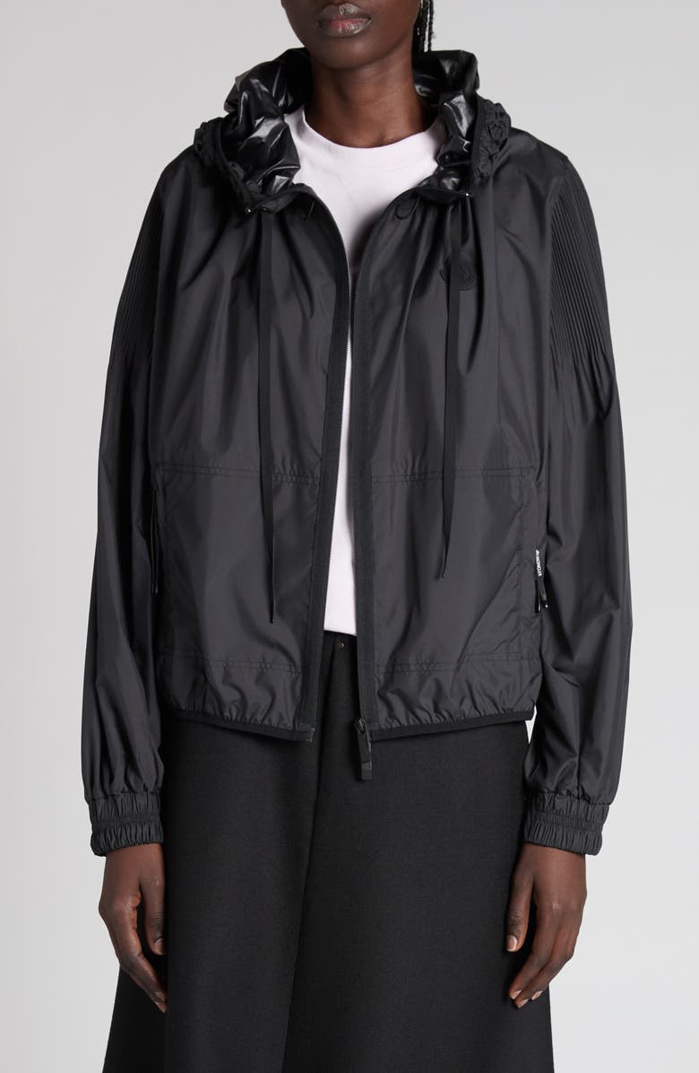 Moncler Auxonne Pleated Windbreaker, Main, color, Black