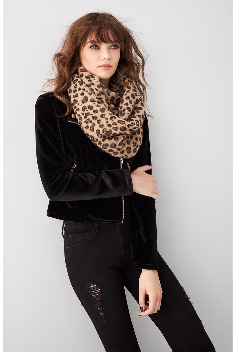 Leopard Pattern Infinity Scarf, Alternate, color, TAN MULTI