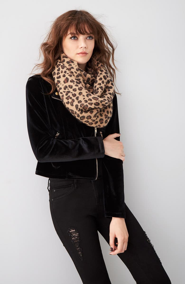BP. Leopard Pattern Infinity Scarf, Alternate, color,