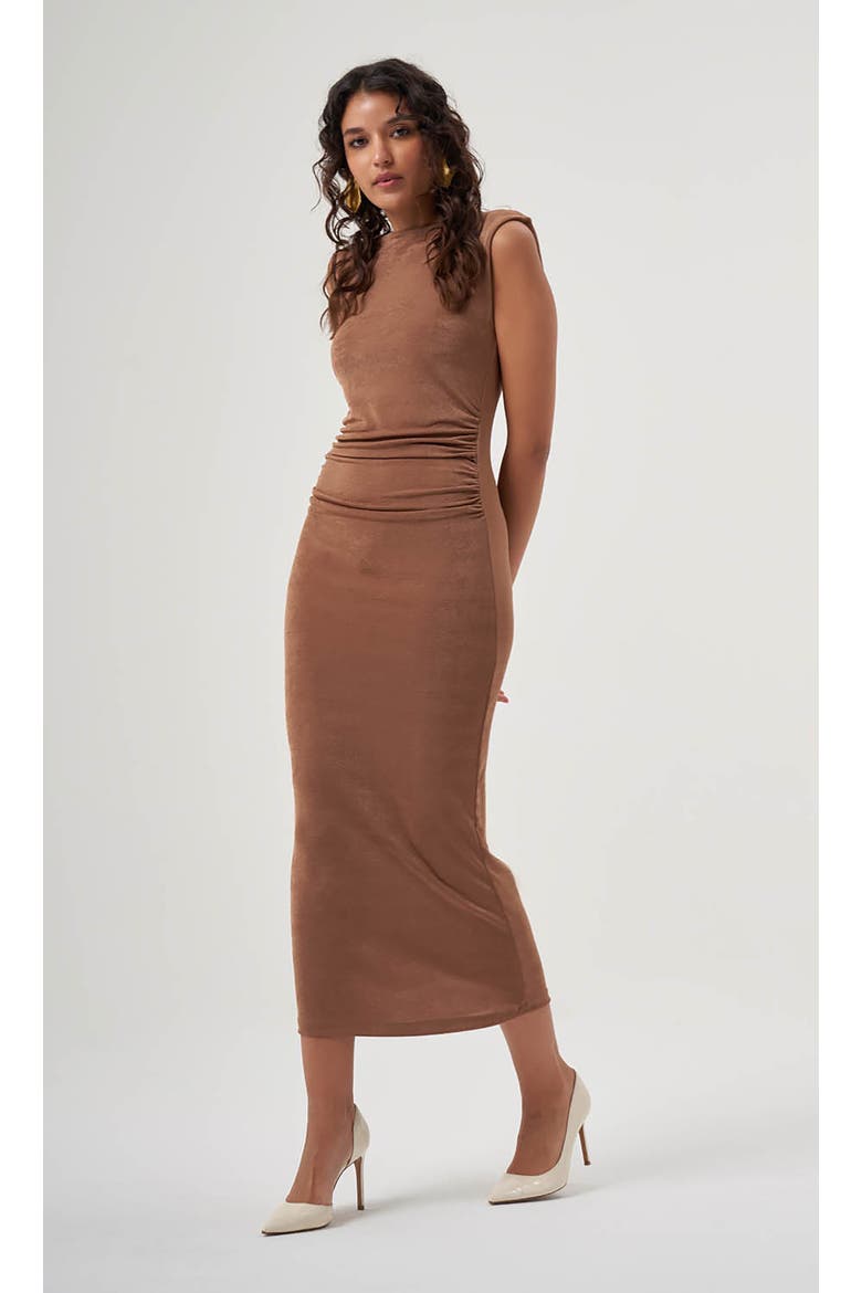 MZL Sleeveless Gathered Dress, Alternate, color, Beige