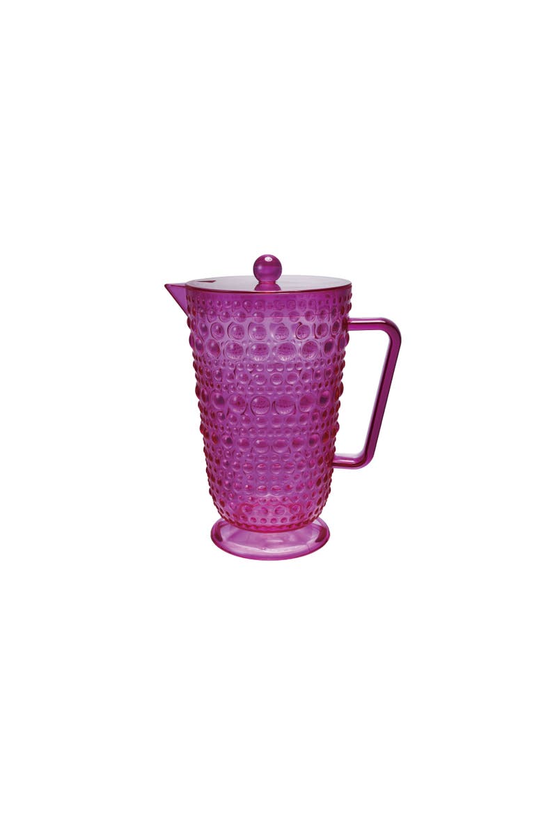 Footed Pitcher with Lid and Raised Dots, Main, color, Pink