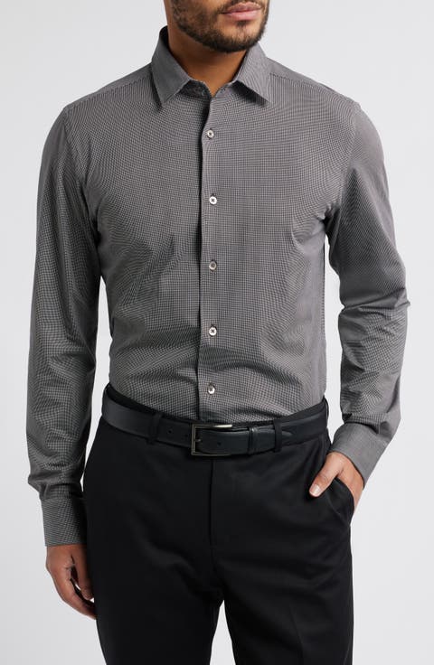 Bond Micropattern Knit Cotton Blend Dress Shirt