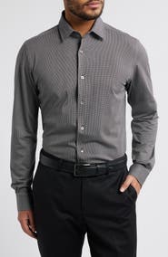 Zanella Bond Micropattern Knit Cotton Blend Dress Shirt