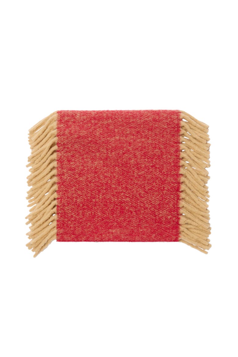Alpaca Wool Blend Happy Scarf, Alternate, color, Sand beige/post red