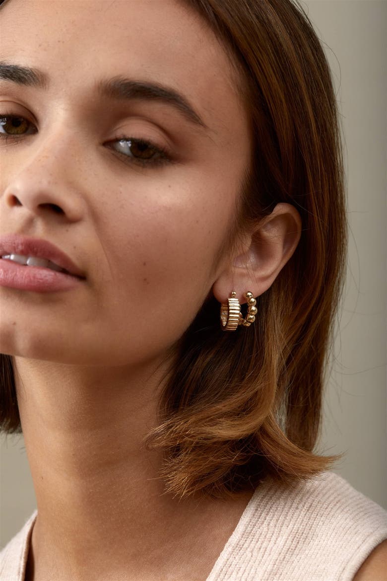 Jules Ridge Hoop Earrings, Alternate, color, Gold