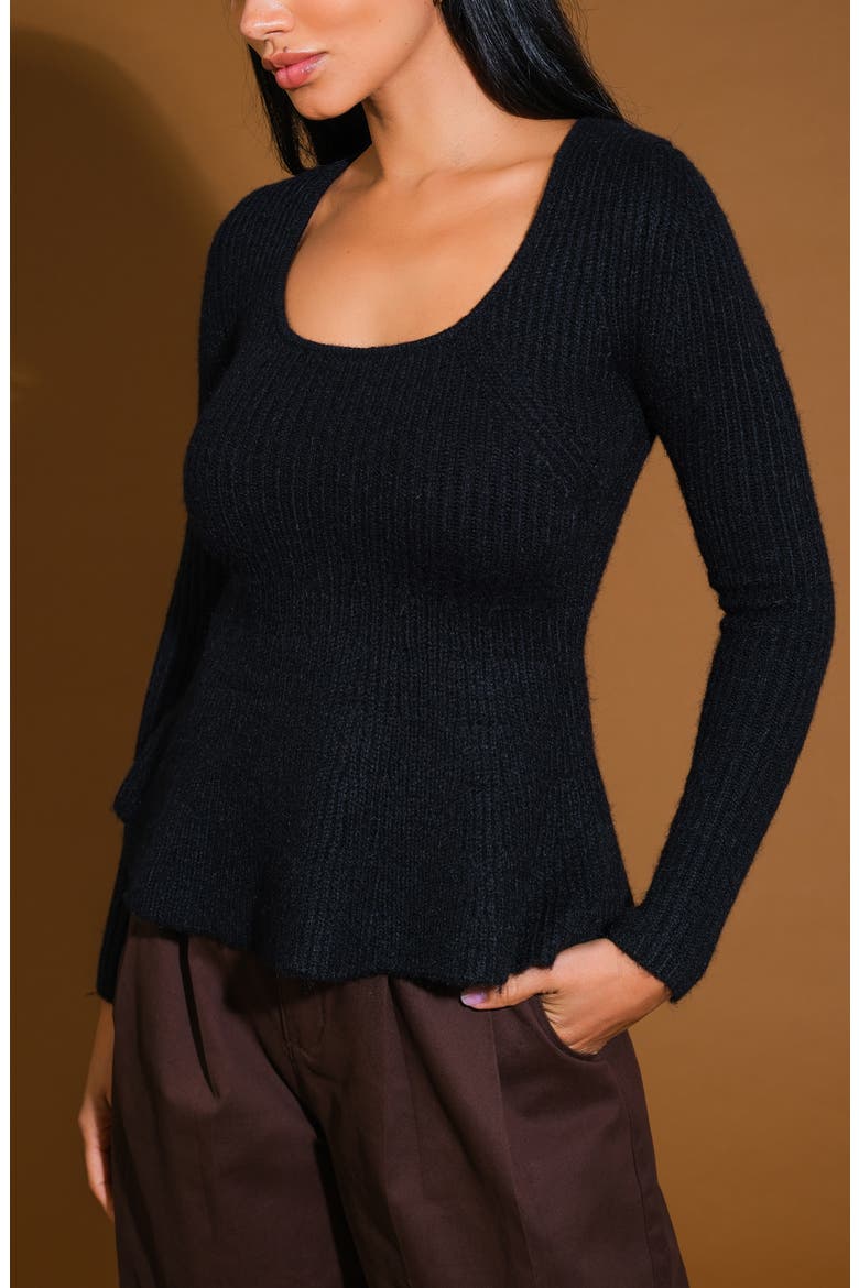 Sweater Knit Long Sleeve Top, Alternate, color, BLACK