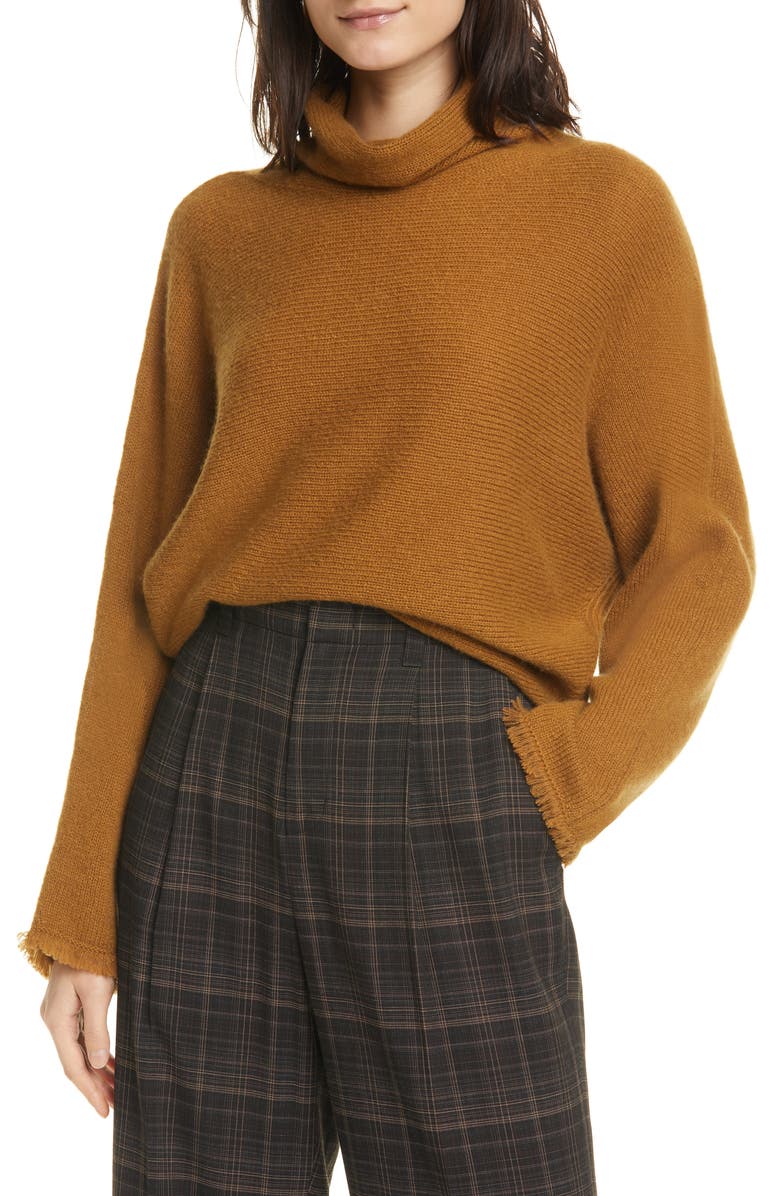 Vince Fringe Sleeve Turtleneck Sweater, Main, color,