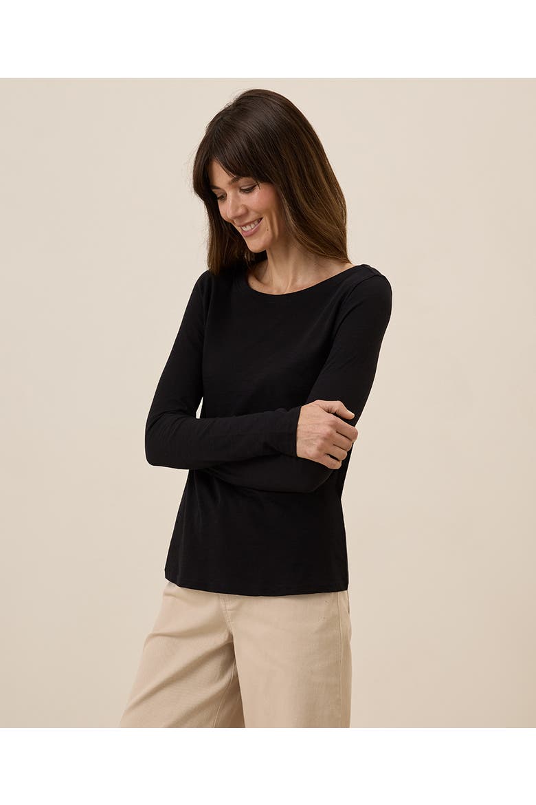 Organic Cotton Featherweight Slub Long Sleeve Tee, Alternate, color, Black