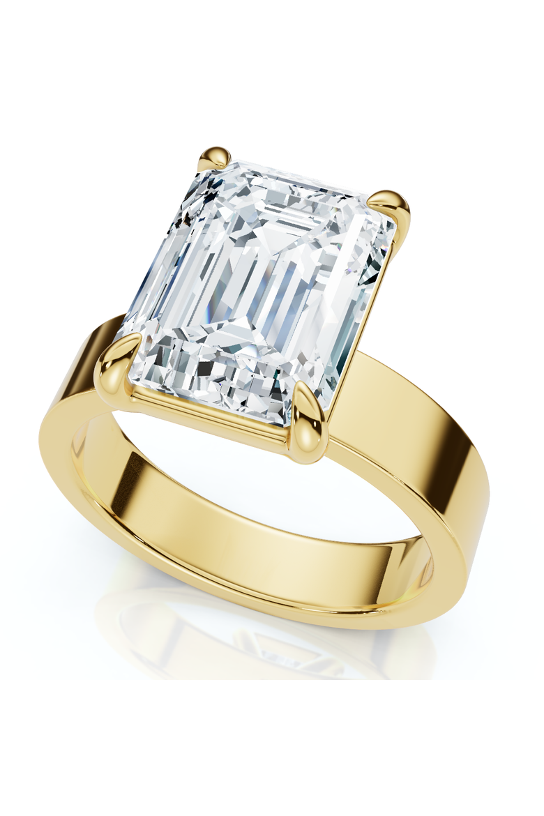 4Ct Emerald Diamond Cigar Band Engagement Ring 14k Gold or Platinum Lab Grown, Main, color, 14k Yellow Gold