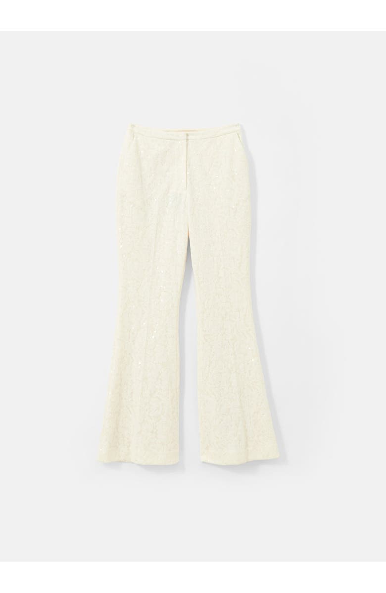 MINT VELVET Sequin Lace Flare Trousers, Alternate, color, Ivory