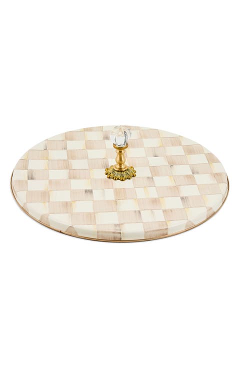 Mocha Check Enameled Steel Cheese Course