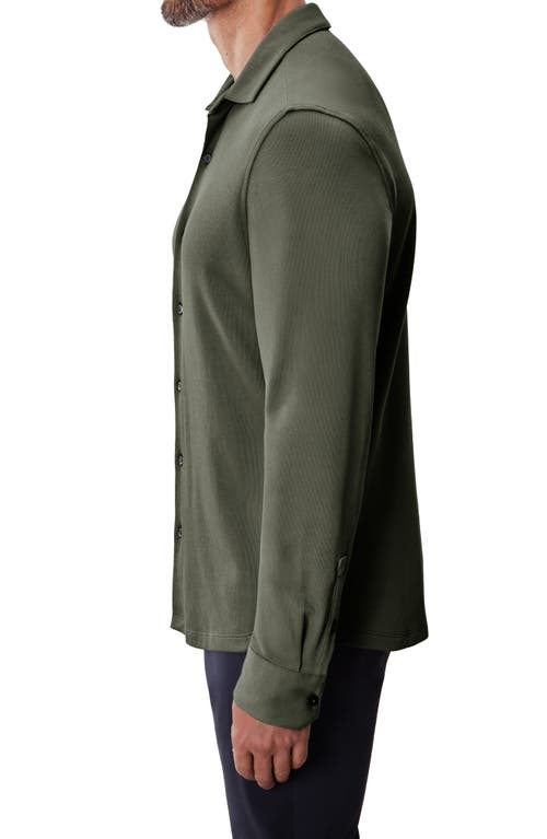 Robert Barakett Milo Knit Button-up Shirt In Green